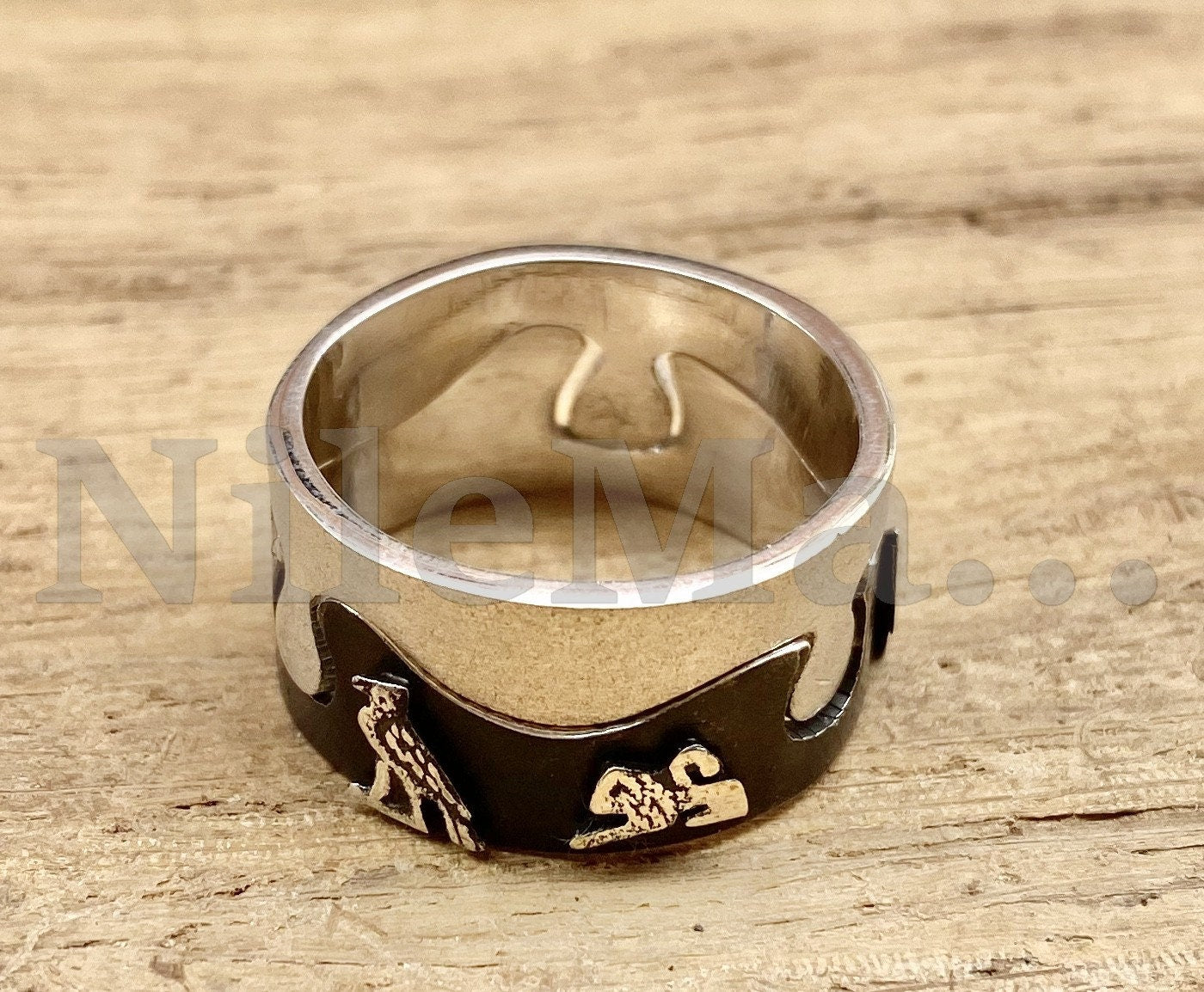 Egyptian Personalized Sterling Silver Name 2Cartouche Ring Band Express Shipping World Wide
