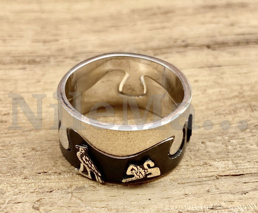 Egyptian Personalized Sterling Silver Name 2Cartouche Ring Band Express Shipping World Wide