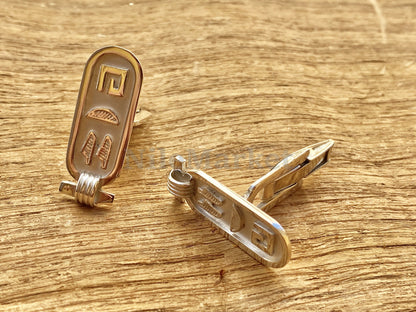 Egyptian Sterling Silver Personalized Nmae English Arabic Or Hieroglyphics Cartouche Wedding Day Custom Cufflinks Cuff Links