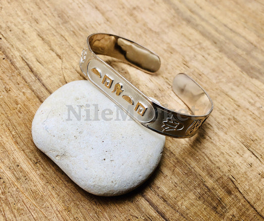 Egypt Wide Personalized Solid Silver Cartouche Cuff Bangle Bracelet Cartouche  - personalize cartouche -Cartouche Name Plate Bracelet