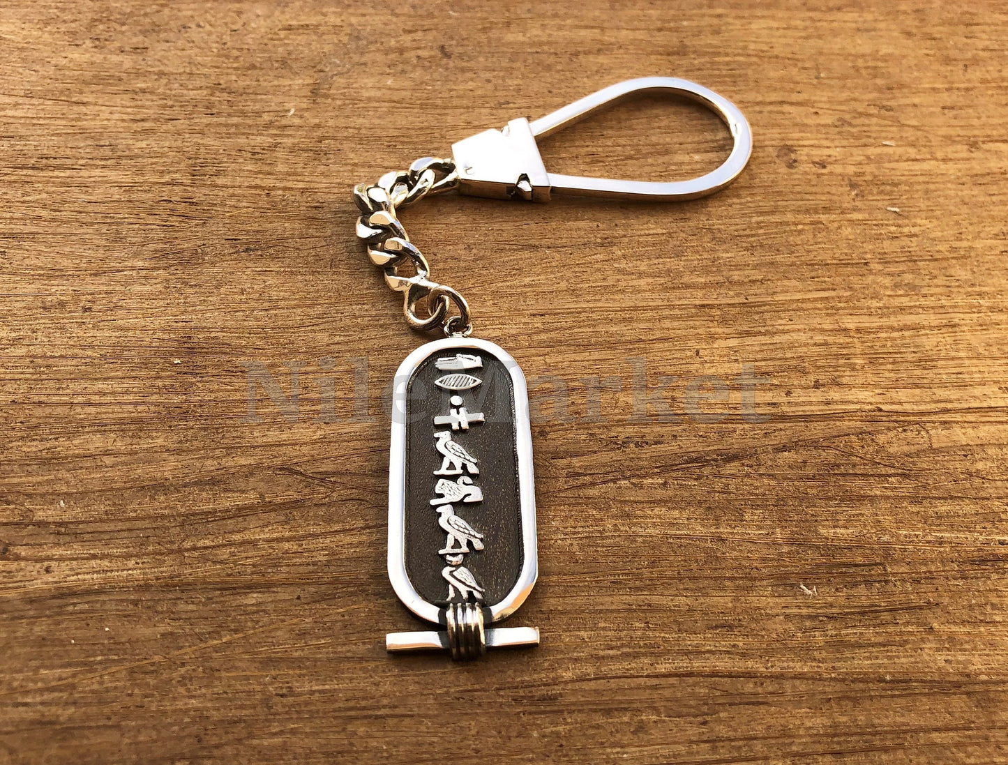 Egyptian Personalized Solid Silver Cartouche Key Chain  keyring , WORLD WIDE Express Shipping,