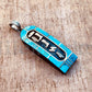Egyptian Personalized Ebony  Blue Inlaid Wide Sterling Silver Cartouche Charm , WORLD WIDE Express Shipping,