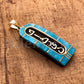 Egyptian Personalized Ebony  Blue Inlaid Wide Sterling Silver Cartouche Charm , WORLD WIDE Express Shipping,
