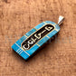 Egyptian Personalized Ebony  Blue Inlaid Wide Sterling Silver Cartouche Charm , WORLD WIDE Express Shipping,