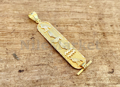 Egyptian Personalized 18k Solid Gold Customized 18K Gold Laser cut Cartouche Up To 9 Letters