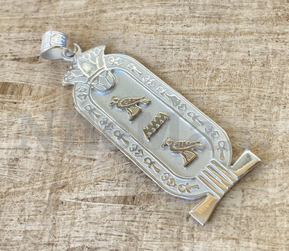 WORLD WIDE Express Shipping,  Egyptian Lotus Personalized Customized Name Sterling Silver Cartouche Pendant Necklace