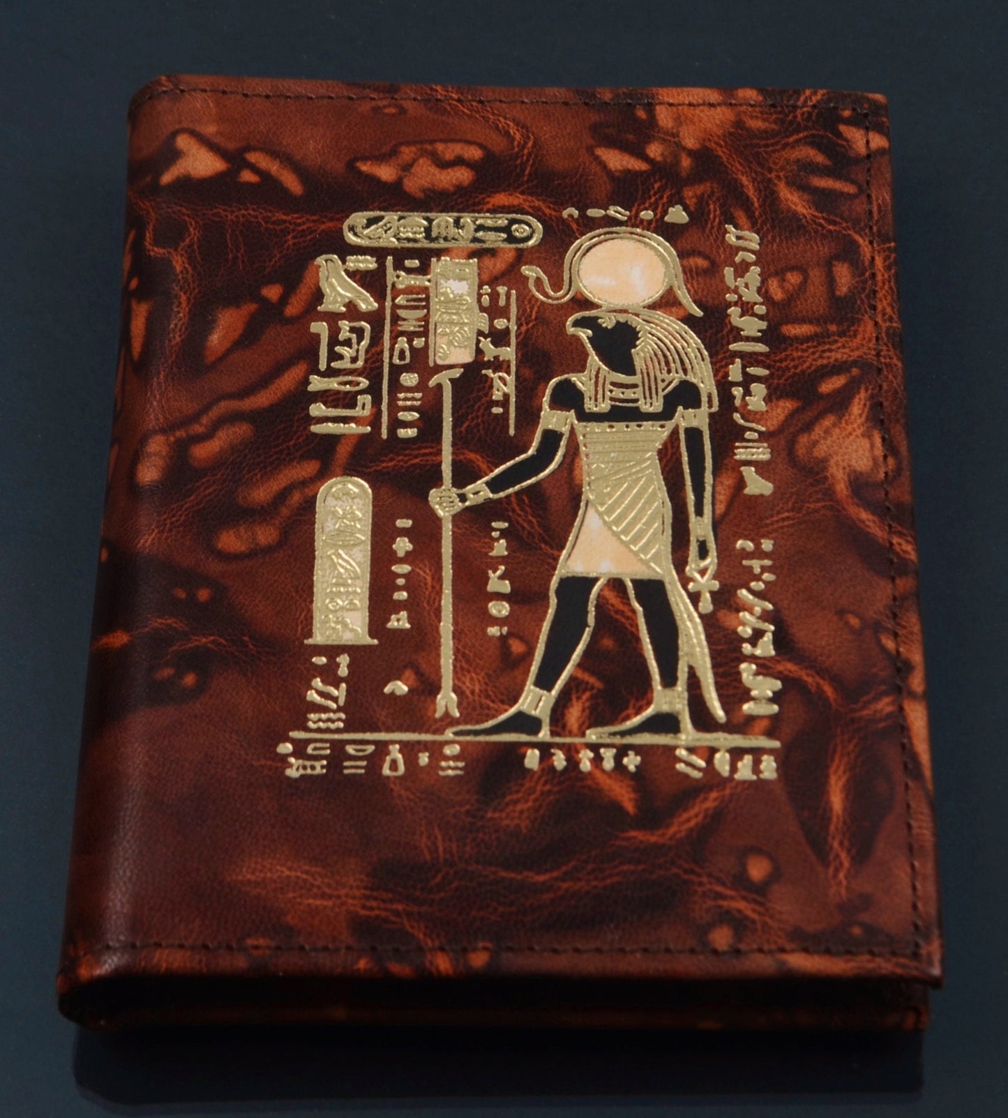Large Egyptian Hand Made  Genuine Leather Phonebook Organizer Of Horus