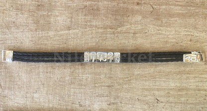 Egyptian Customized Personalized Sterling Silver ankh scarab eye of horus leather bracelet Gift for Her gifts for him, men's jewellery