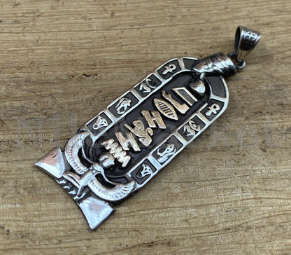 Egyptian Personalized Isis And Nefertiti Sterling Silver Nameplate Cartouche Pendant Necklace Charm WORLD WIDE Express Shipping