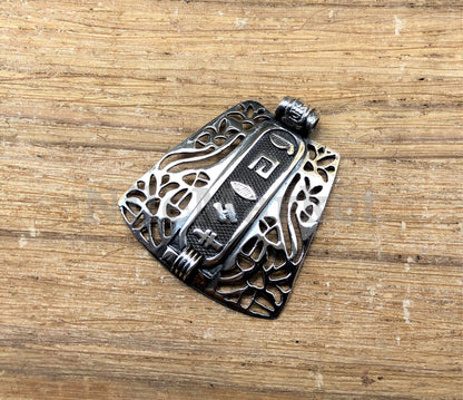 Egyptian Customized Wide Lotus And Scarab Sterling Silver Name Cartouche Charm, WORLD WIDE Express Shipping.
