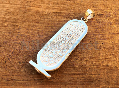 Egyptian Wide Sterling Silver Cartouche With Hieroglyphics On The Back Nameplate Pendant Your Name in Hieroglyphic Or English Or Arabic