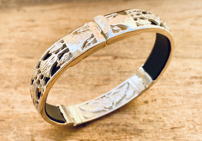 Egyptian Customized Sterling Silver Lotus Cartouche Cuff Bracelet Winged Scarab Lotus