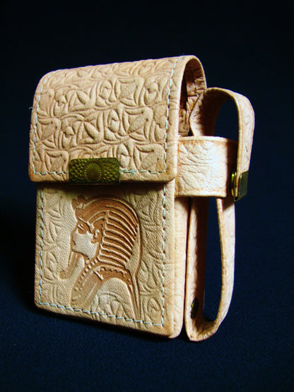 Egypt Hand Made Egyptian Genuine Fine Leather Tut Mask Cigarette Case Tutankhamun cigarette holder Ancient Egyptian