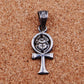 Egyptian Solid Silver Hallmarked Life Key Ankh With Scarab Pendant Charm