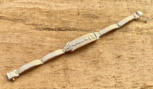 Put Your Name On Egyptian Customized Sterling Silver Lotus Cartouche Inlaid Cuff Links Bracelet