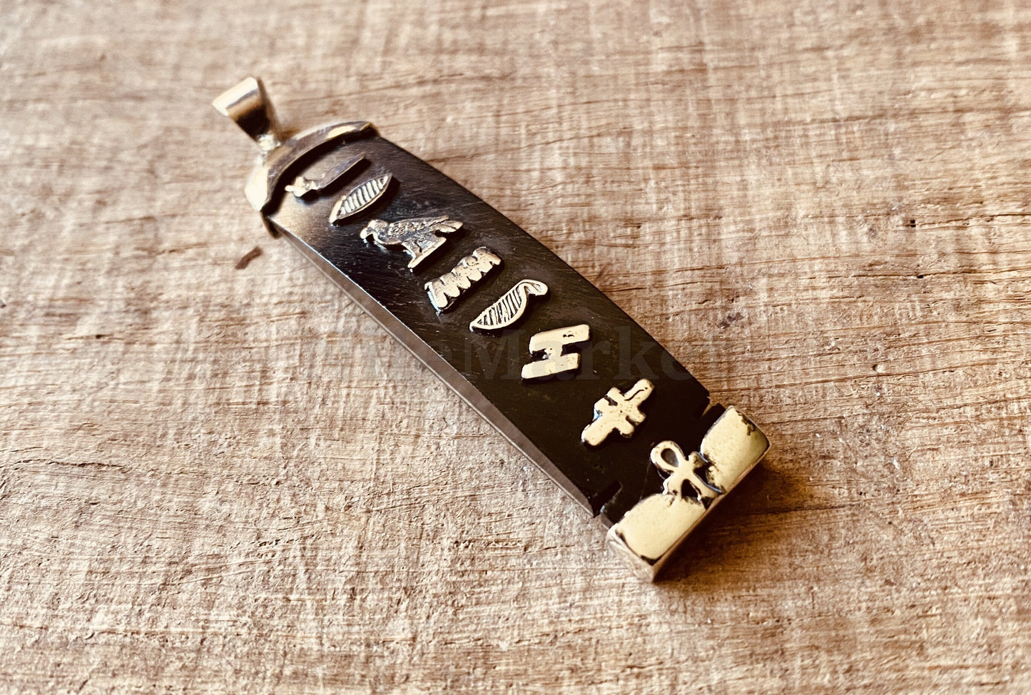 Egyptian Sterling Silver & Ebony wood Cartouche Charm personalize cartouche Pendant