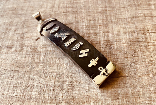 Egyptian Sterling Silver & Ebony wood Cartouche Charm personalize cartouche Pendant
