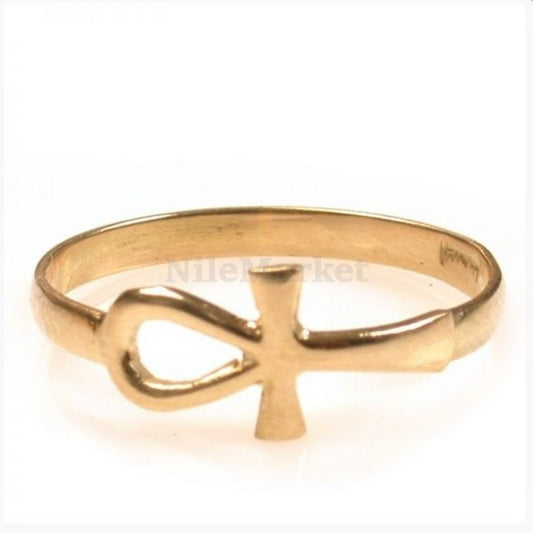 18K Solid Yellow Gold Egyptian Key of life Ankh cross 18k solid gold Life Key Cross Ring 18K yellow Gold Key Of life Solid Gold Life Key