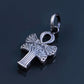 Egyptian Solid Silver Hallmarked Key Of Life Ankh Life Key Lotus Oxidized Pendant Charm