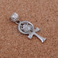 Shiny Egyptian Solid Sterling Silver Hallmarked Life Key Ankh Key Of Life With Scarab Pendant Charm Egyptian jewelry