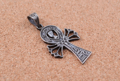 Lovely Sterling silver egyptian openwork Ankh With Queen nefertiti Pendant Charm