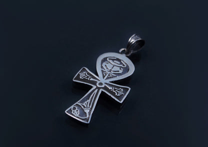 Lovely egyptian silver Ankh life key With Scarab Pendant Charm