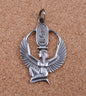 Egyptian Sterling Silver Open Work Oxidized Isis With Hieroglyphics Pendant Charm