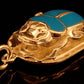 Large Egyptian Sterling Silver Turquoise Enamelled Scarab Luck Charm