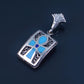Egyptian Hand Made Sterling Solid Silver Inlaid Filigree Framed Ankh Life Key With Lotus Charm Pendant