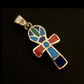 Egyptian Sterling Silver Inlaid life key Ankh Key of Life Pendant Charm With Lotus Inside