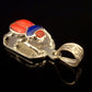 Egyptian Sterling Silver Detailed Colored Inlaid Scarab Pendant Charm