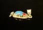 Egyptian Sterling Silver Inlaid Scarab Cartouch Pendant Charm