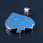Egyptian Solid Sterling Silver Raised Turquoise Inlaid Eye Of Horus Charm Pendant