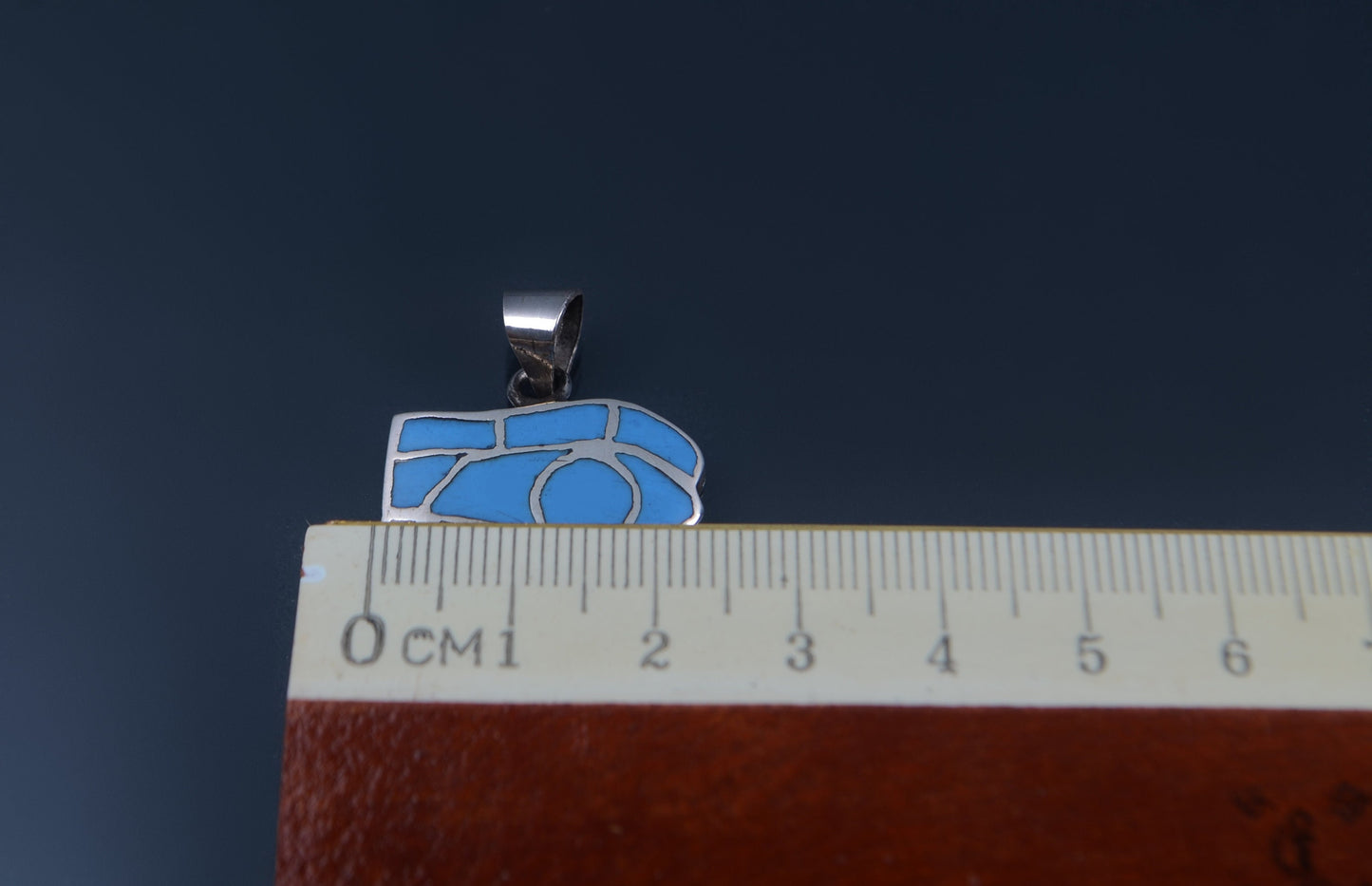 Egyptian Solid Sterling Silver Raised Turquoise Inlaid Eye Of Horus Charm Pendant