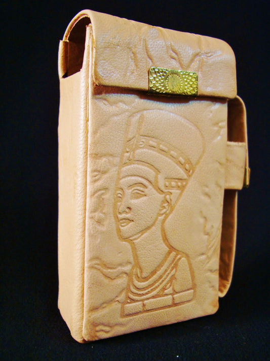 Egypt Hand Made Egyptian Genuine Fine Leather Nefertiti Cigarette Case Queen Nefertiti cigarette holder Ancient Egyptian
