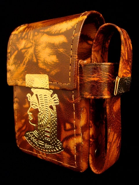 Egypt Hand Made Egyptian Genuine Fine Leather Nekhbet Cigarette Case Nekhbet cigarette holder Ancient Egyptian With Side Lighter Pocket