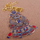 Egyptian Huge Hand Made Detailed Enameled Winged Scarab Necklace