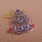 Egyptian Huge Hand Made Detailed Enameled Winged Scarab Necklace