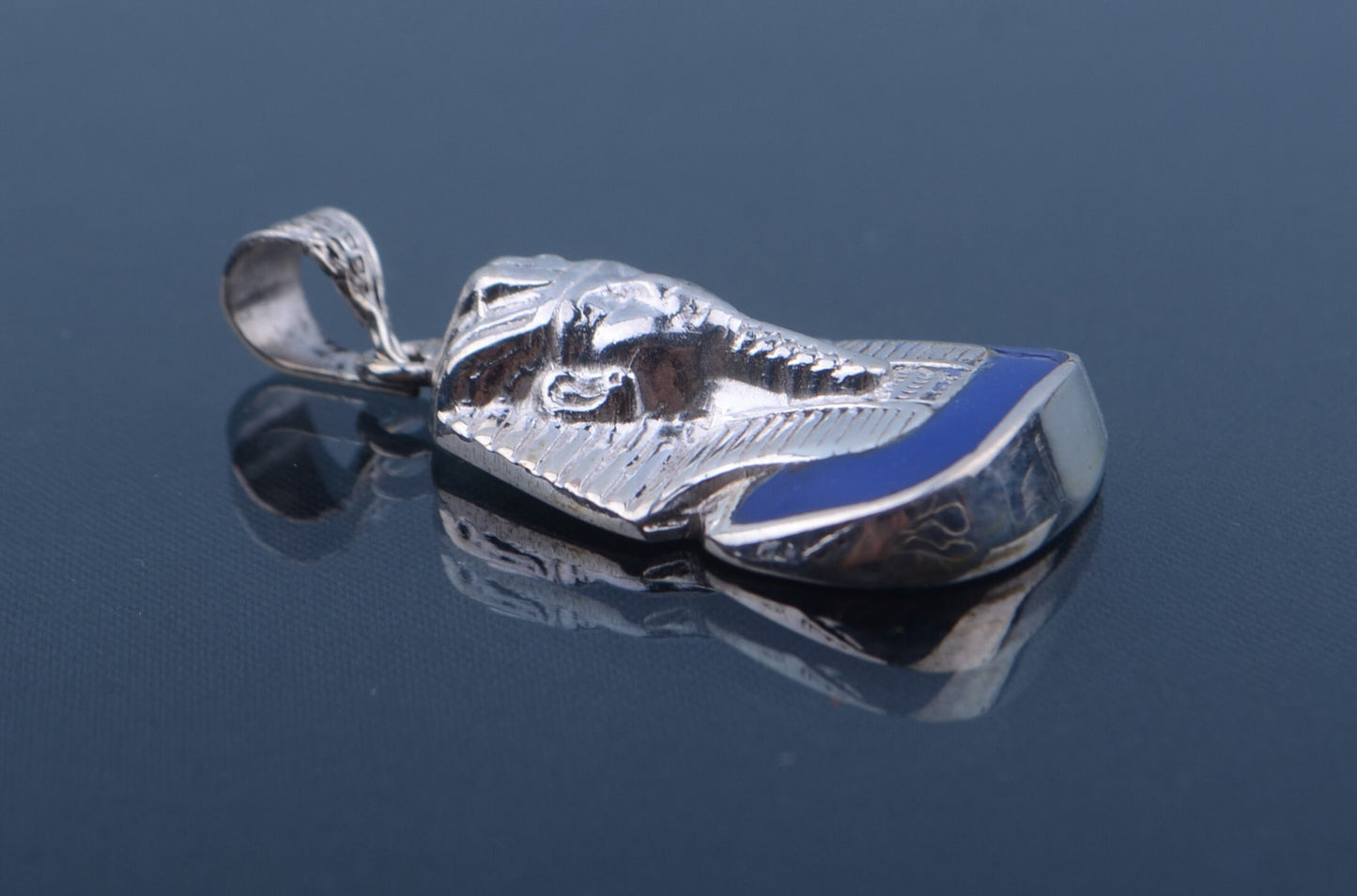 Egyptian Solid Sterling Silver Enameled Tutankhamun Tut Mask Mummy Charm Pendant Tut mask charm king tut charm