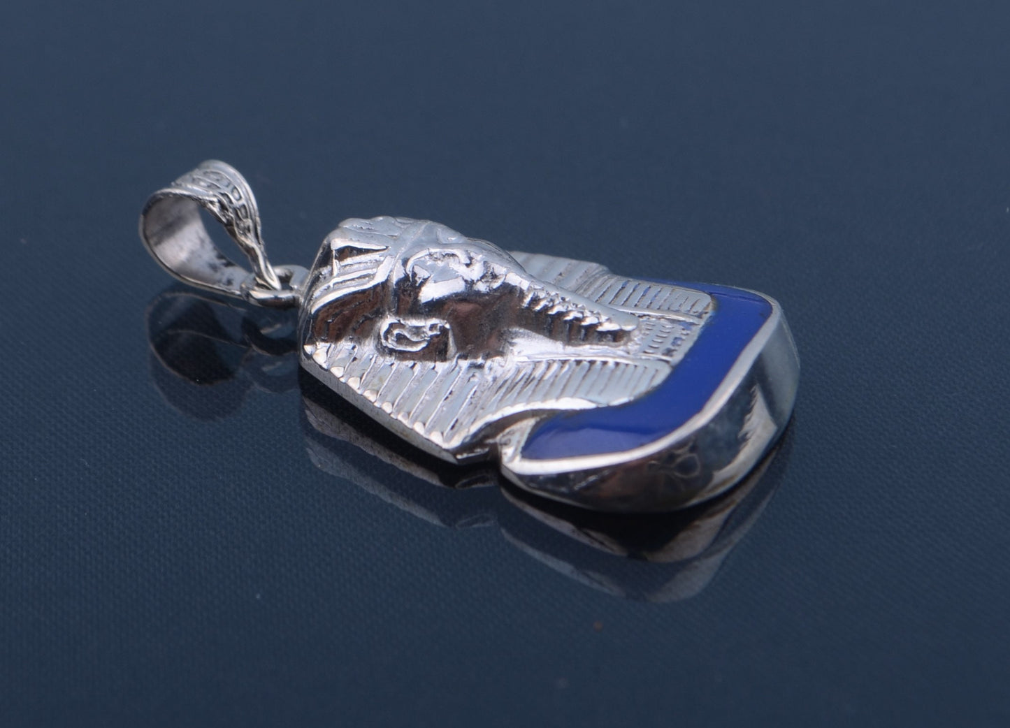 Egyptian Solid Sterling Silver Enameled Tutankhamun Tut Mask Mummy Charm Pendant Tut mask charm king tut charm