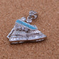 Egyptian Sterling Silver Inlaid Winged Isis With Crystals Charm Pendant