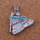Egyptian Sterling Silver Inlaid Winged Isis With Crystals Charm Pendant