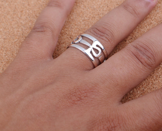 Shiny Egyptian Sterling Silver Hallmarked Life Key Ankh Key Of Life Ring