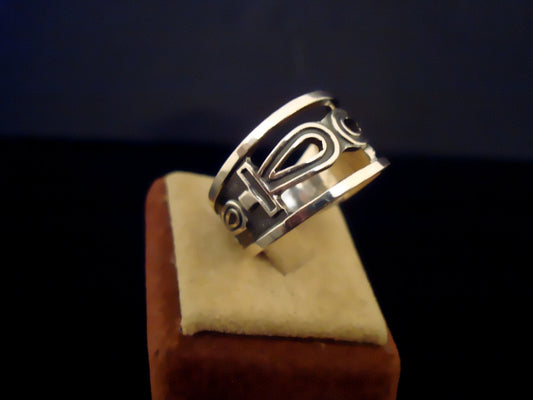 Egyptian Solid Sterling Silver Hallmarked Life Key Ankh And Lotus Ring