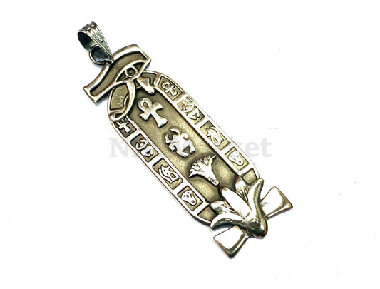Unique Egyptian Eye Of Horus And Lotus Personalized Sterling Silver Cartouche Pendant  , Name Cartouche Charm - Egyptian Jewelry