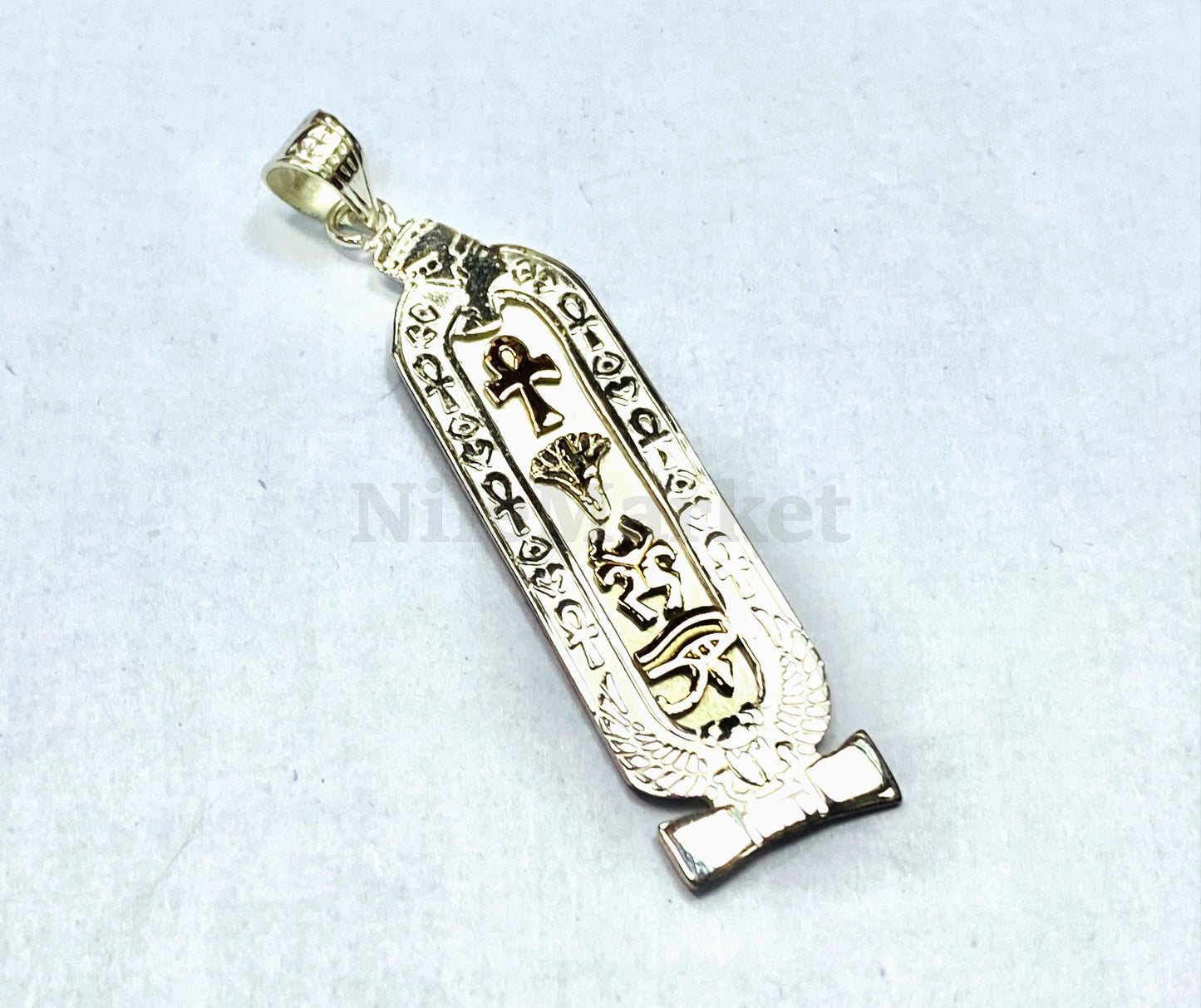 Unique Egyptian Nefertiti And Winged Scarab Personalized Sterling Silver Cartouche Pendant  , Name Cartouche Charm - Egyptian Jewelry