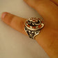 Breathtaking Egyptian Sterling  Silver Inlaid Carnelian Raised Scarab Ring
