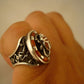 Breathtaking Egyptian Sterling  Silver Inlaid Carnelian Raised Scarab Ring