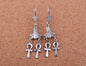 Lrg Egyptian Sterling Silver Lotus Double Ankh Life Key Dangles Earrings