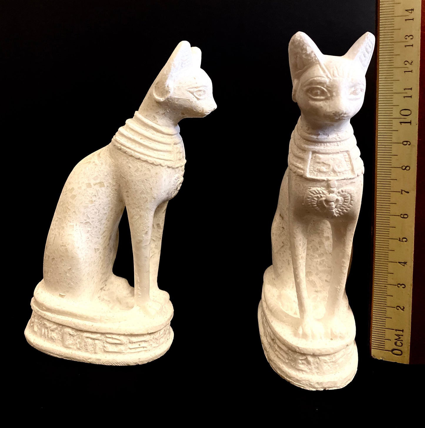 Group Of Two Majestic Ancient Egyptian Goddess Bastet Bast Cat Statues  SALE